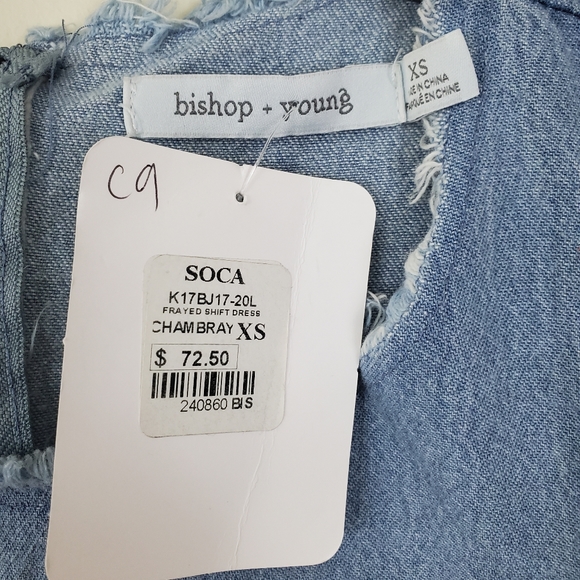 NWT Bishop + Young Denim Frayed Shift Dress - Picture 11 of 12